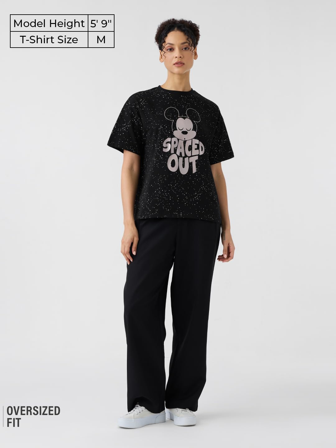 The Souled Store| Official Disney: Spaced Out ft. Mickey Mouse (Oversized) Womens and Girls T-Shirts|Half Sleeve|Loose fit Graph