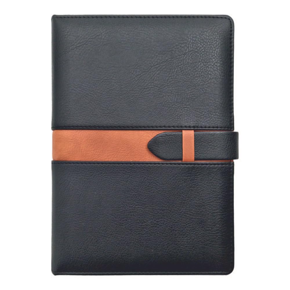 Anupam Posh A5 Ruled Journal Notebook 192 Pages 80Gsm Lined Notebook Leather Textured Pu Cover Sliding Loop Closure With Pen Loo