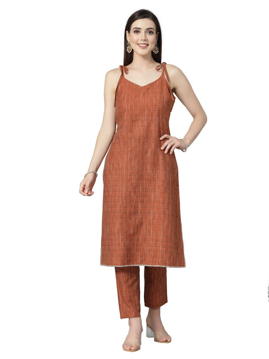Stylum Women's Woven Designed Cotton Blend Straight Kurta Pant Set (KPBULLSET)