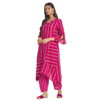 Fabindia WomenS Cotton Printed Slim Kurta (210647701_Magenta