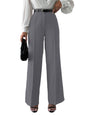 Shasmi Womens Solid Grey Color High Waist, Wide Straight-Leg Loose Fit, Front Button Closure, Simple Daily Casual Long Pants wi