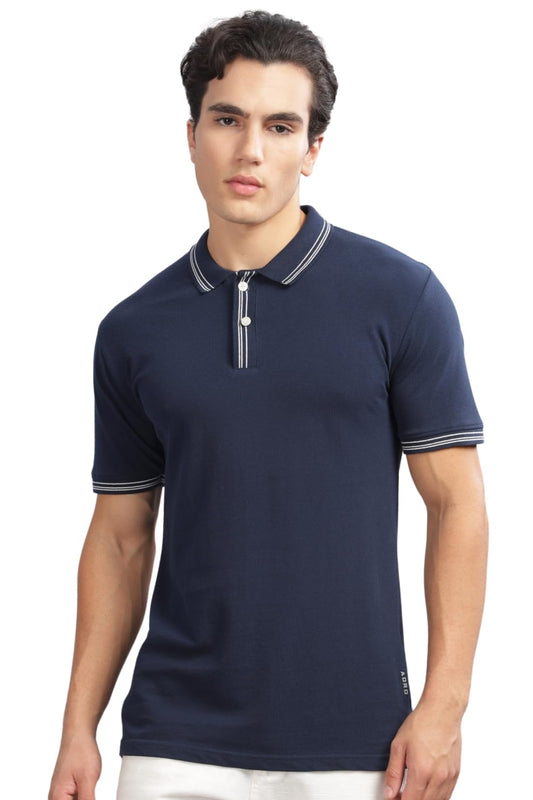 ADRO Polo T Shirt for Men | Navy Polo T-Shirt | 100% Cotton Polo Tshirt | Regular Fit Polo| Available in Plus Size Polo|PN24-ST-