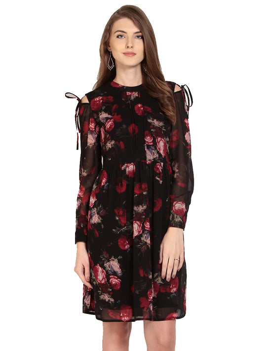 Rare London Women Standard Length Casual Dress (Ep2978A-S_Black_Small_Black_S)