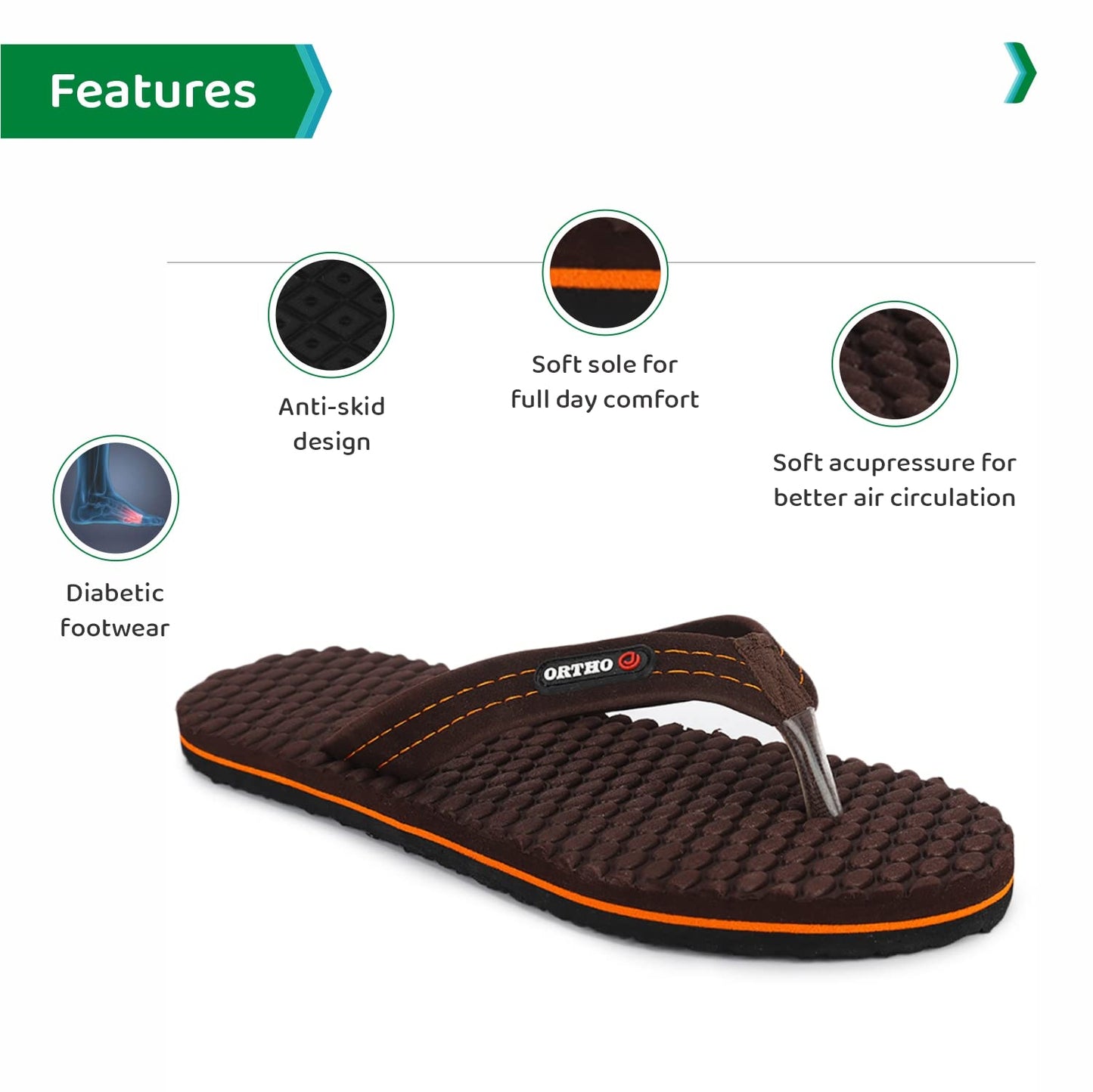 ORTHO JOY House Slipper for Womens Care | Orthopaedic | Diabetic | Acupressure | Comfortable | MCR | Flip Flop Ladies and Girl