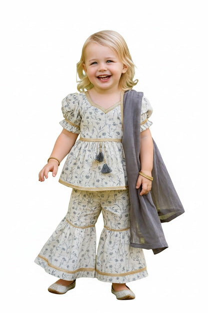 A.T.U.N. (ALL THINGS UBER NICE) Girls Kurti, Sharara and Dupatta Set | Comfortable Ethnic Wear Clothing Set