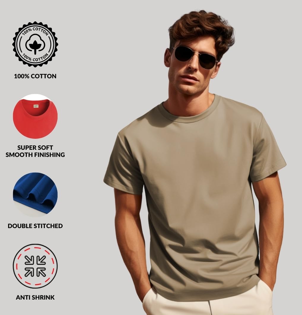 ADRO T Shirts Pack of 2 Mens Tshirts Cotton T Shirts for Men Tshirt T-Shirts Combo T Shirts Tshirts for Men Plain Solid Tshirts