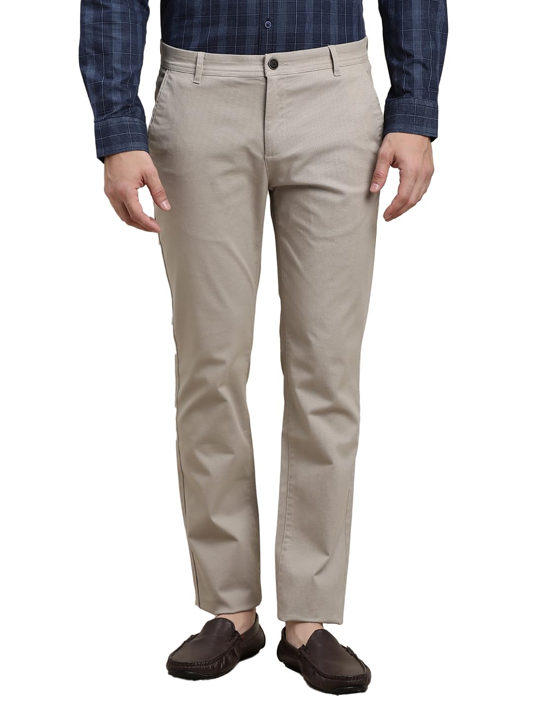 Turtle Men Cotton Stretch Ultra Slim Fit Printed Grey Melange Flat Front Casual Trouser || Pant || Mens Trouser
