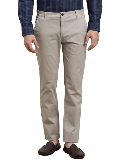 Turtle Men Cotton Stretch Ultra Slim Fit Printed Grey Melange Flat Front Casual Trouser || Pant || Mens Trouser