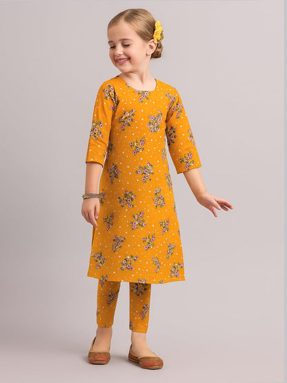 A.T.U.N. (ALL THINGS UBER NICE) Girls Floral Printed 3/4 Sleeve Kurti and Pant Set | Stylish Traditional Ethnic Wear Salwar Suit