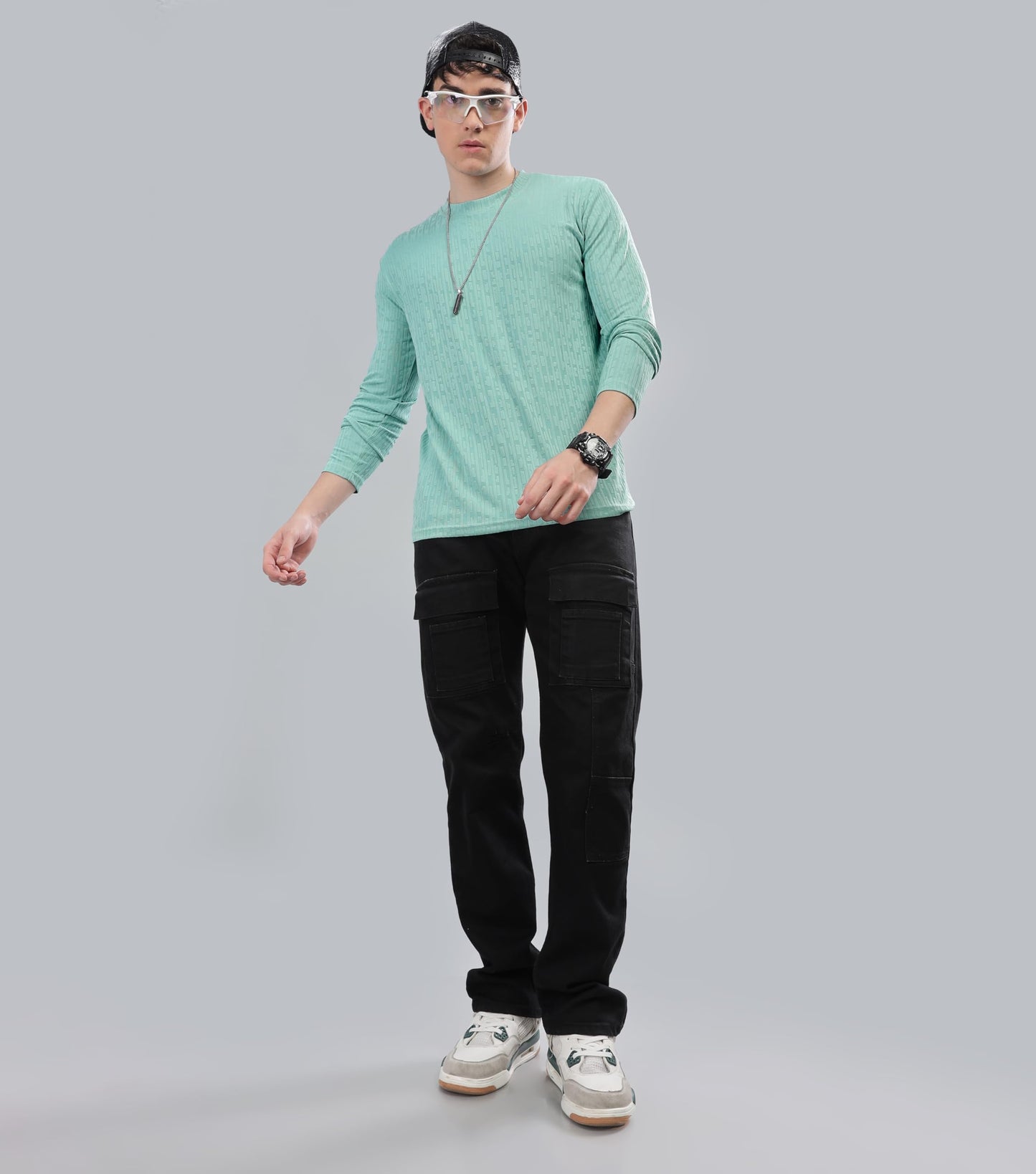 SHODOX Mens Solid Polycotton Round Neck Full Sleeve Regular fit Tshirt (Pack of 1)