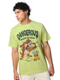 The Souled Store Official Looney Tunes: Hungry Taz Men and Boys Oversize Fit Half Sleeve Graphic Print Green Color T-Shirt (2278