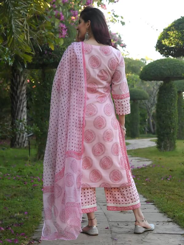 Pinkmint Women Straight Motif Printed Kurta and Pant Set with Dupatta