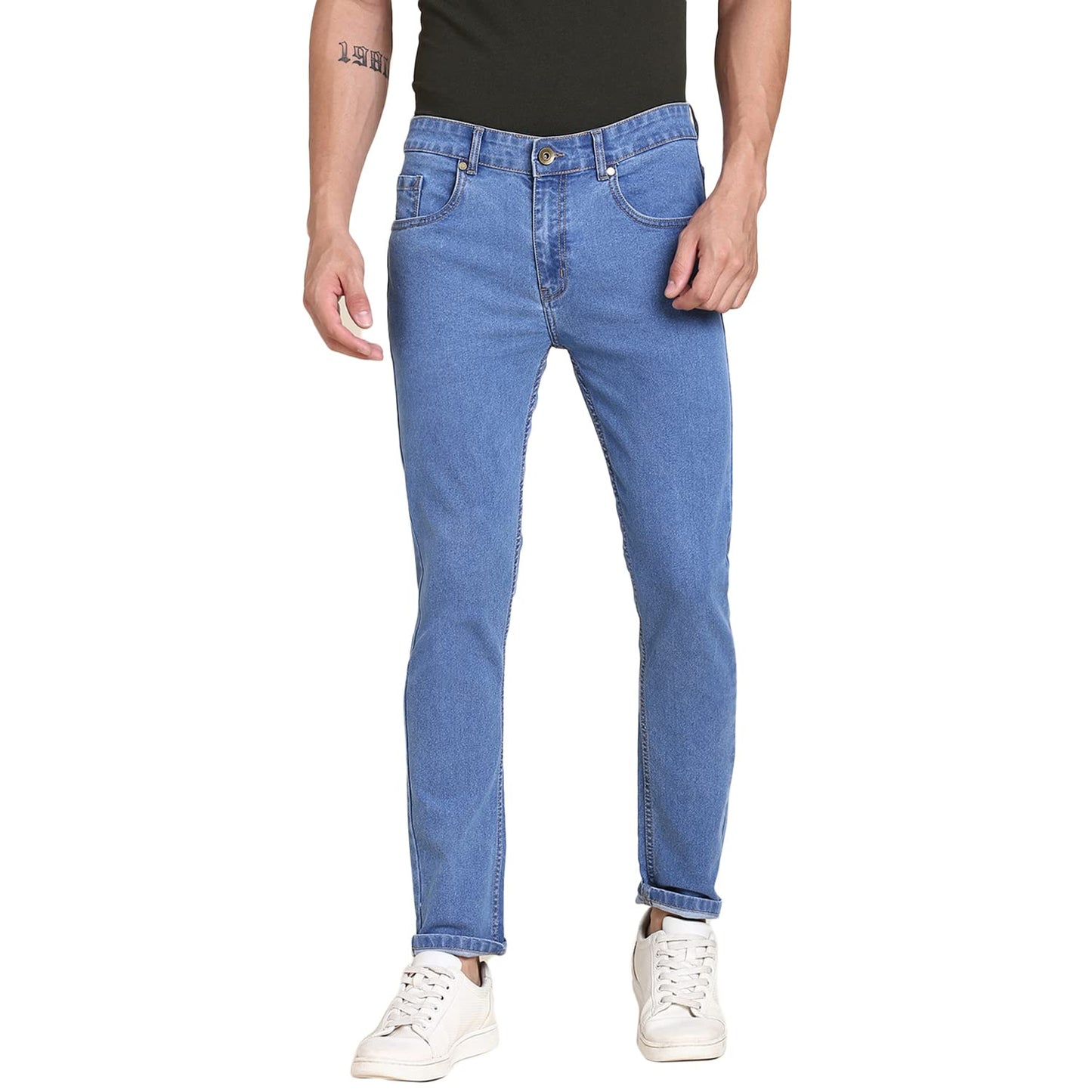 Dennis Lingo Mens Slim Fit Stretchable Denim Solid Jeans (Indigo)