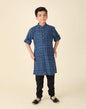 Fabindia Boy's Cotton Printed Regular Fit Kurta (1030871INDIGO_Navy Blue