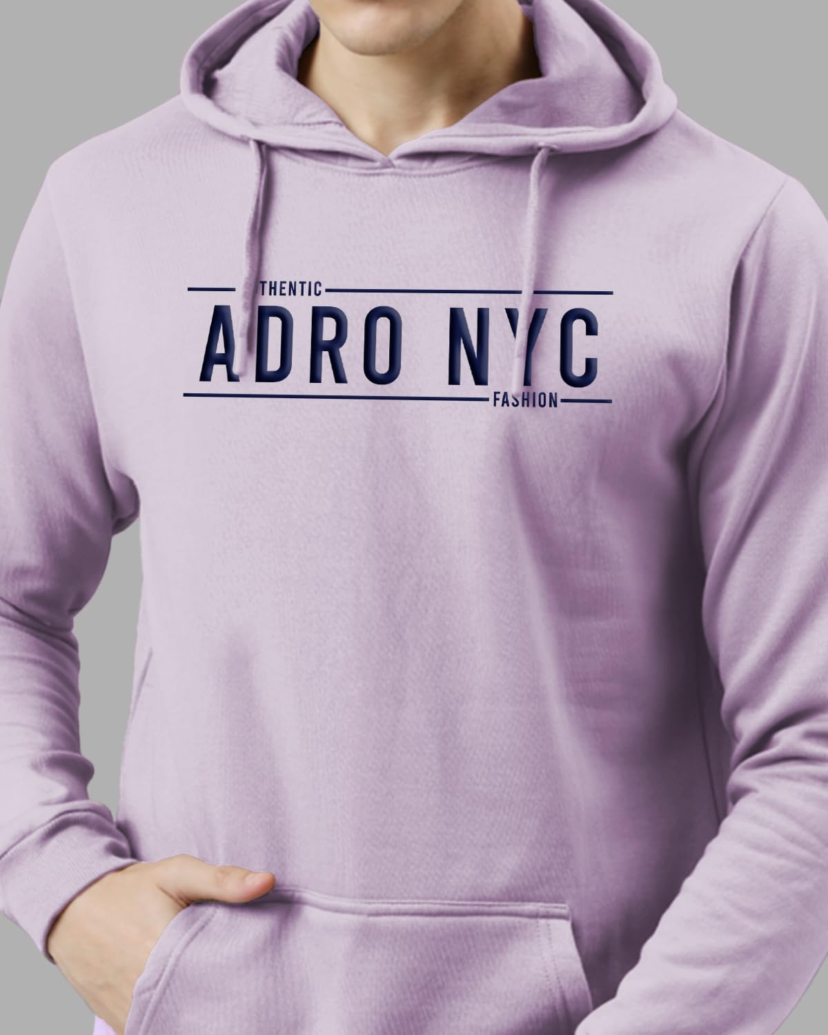 ADRO Mens Cotton Neck Hooded Sweatshirt (H24-ADRO-PU_Lavendar