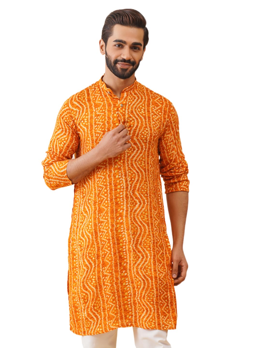 Jompers Mens Bandhani Printed Kurta