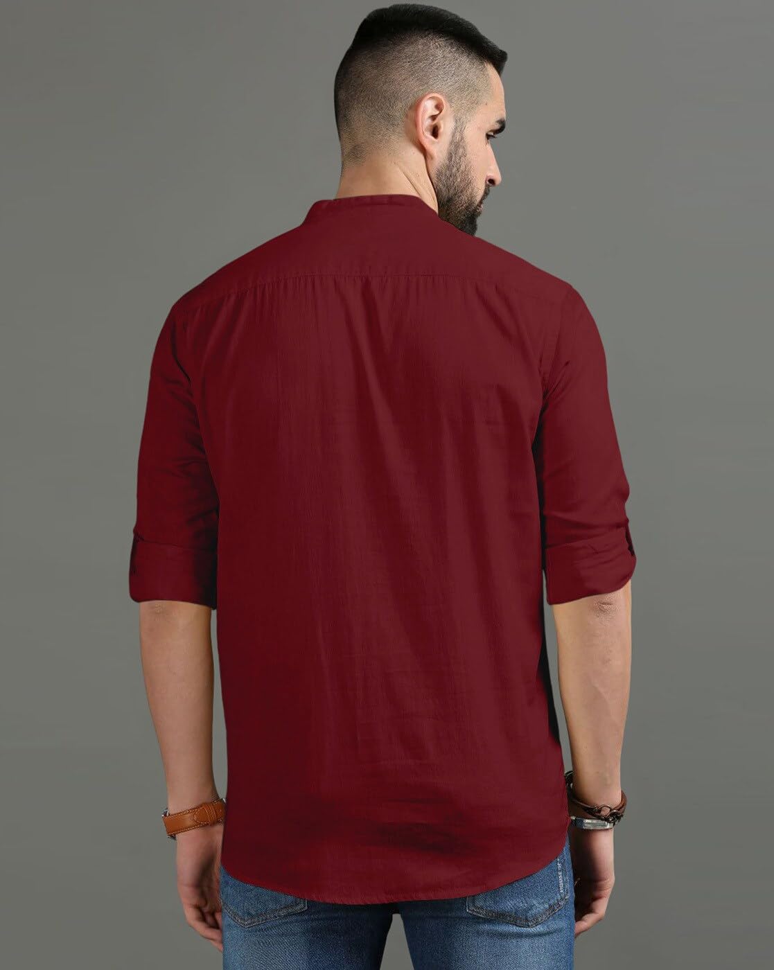 Finivo Fashion MenS Regular Fit Cotton Blend Kurta Shirt | Full Sleeve Ethnic Shirt With Mandarin Collar And Button Placket | C