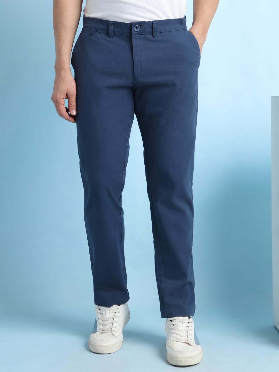 Dennis Lingo Men Straight fit Cotton Chinos Blue