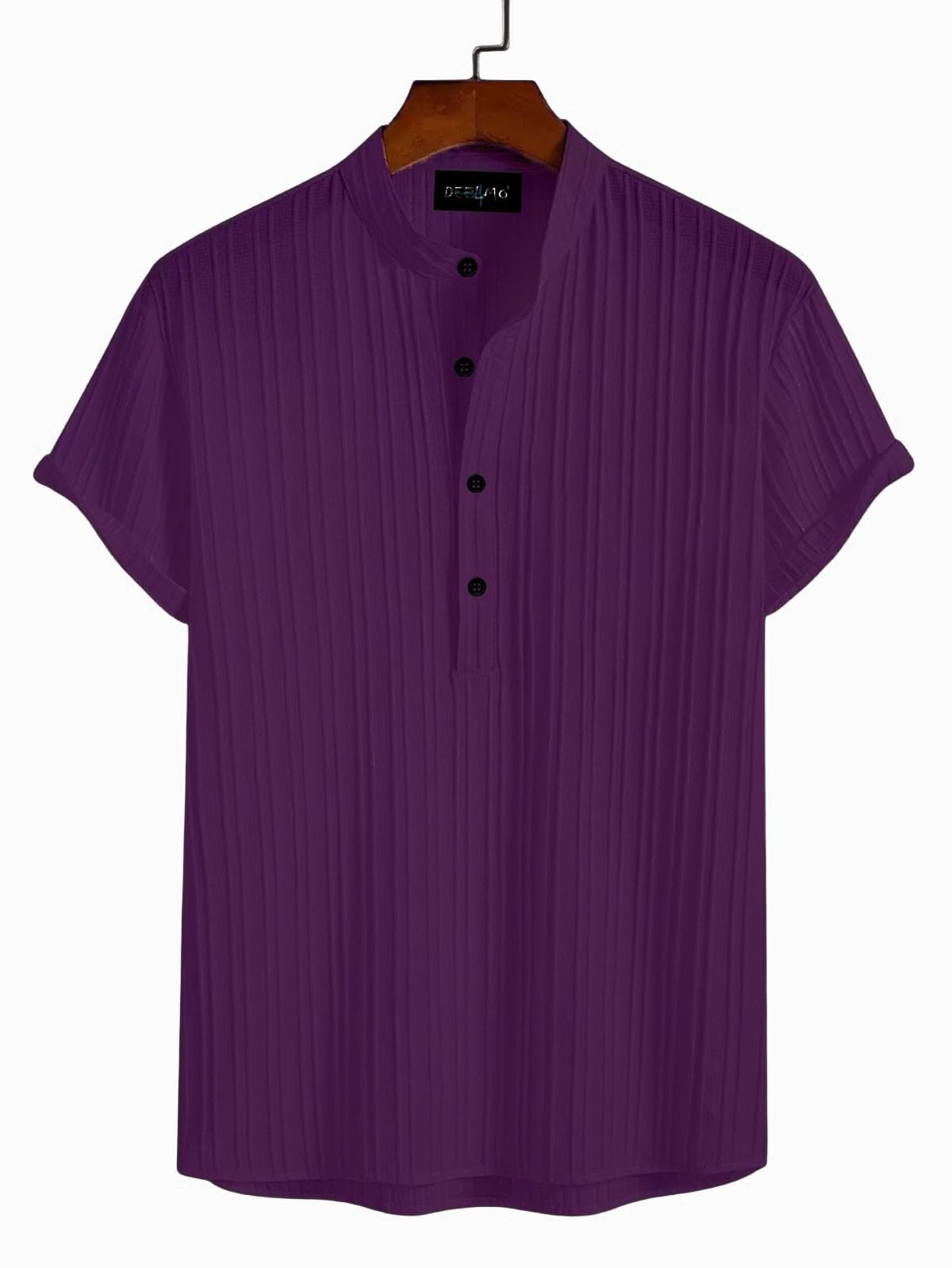 Deelmo MenS Regular Fit Solid Pattern Polyester Blend Shirt With Spread Collar Half Sleeve And Standard Length | Shirt For Man