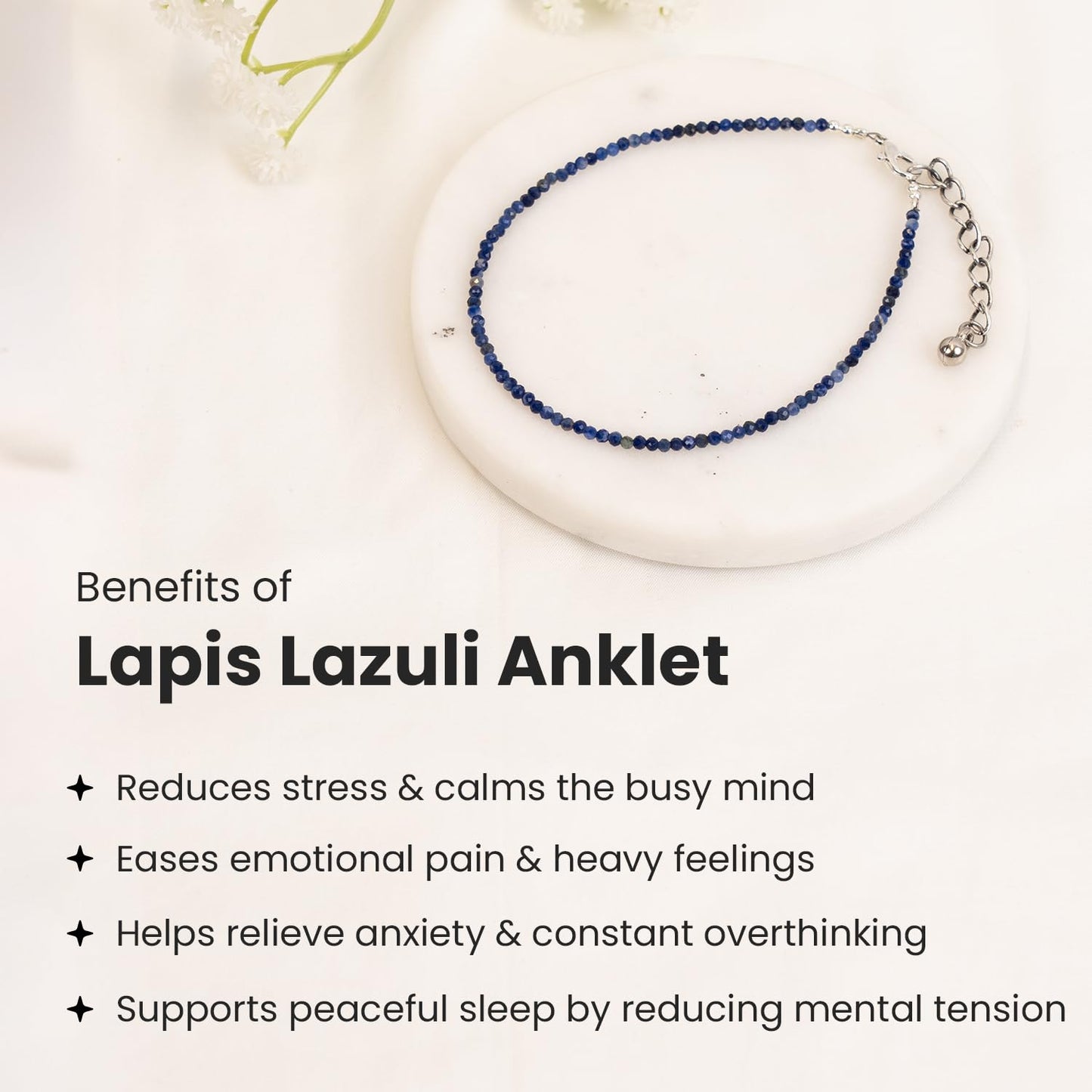 Astrotalk Lapis Lazuli Anklet | Reduces Guru Dosh, boosts clarity, protects from Evil Eye | Anklet for Women | Jewellery for Women | Gift for Woman | Valentine Gift for Girlfriend