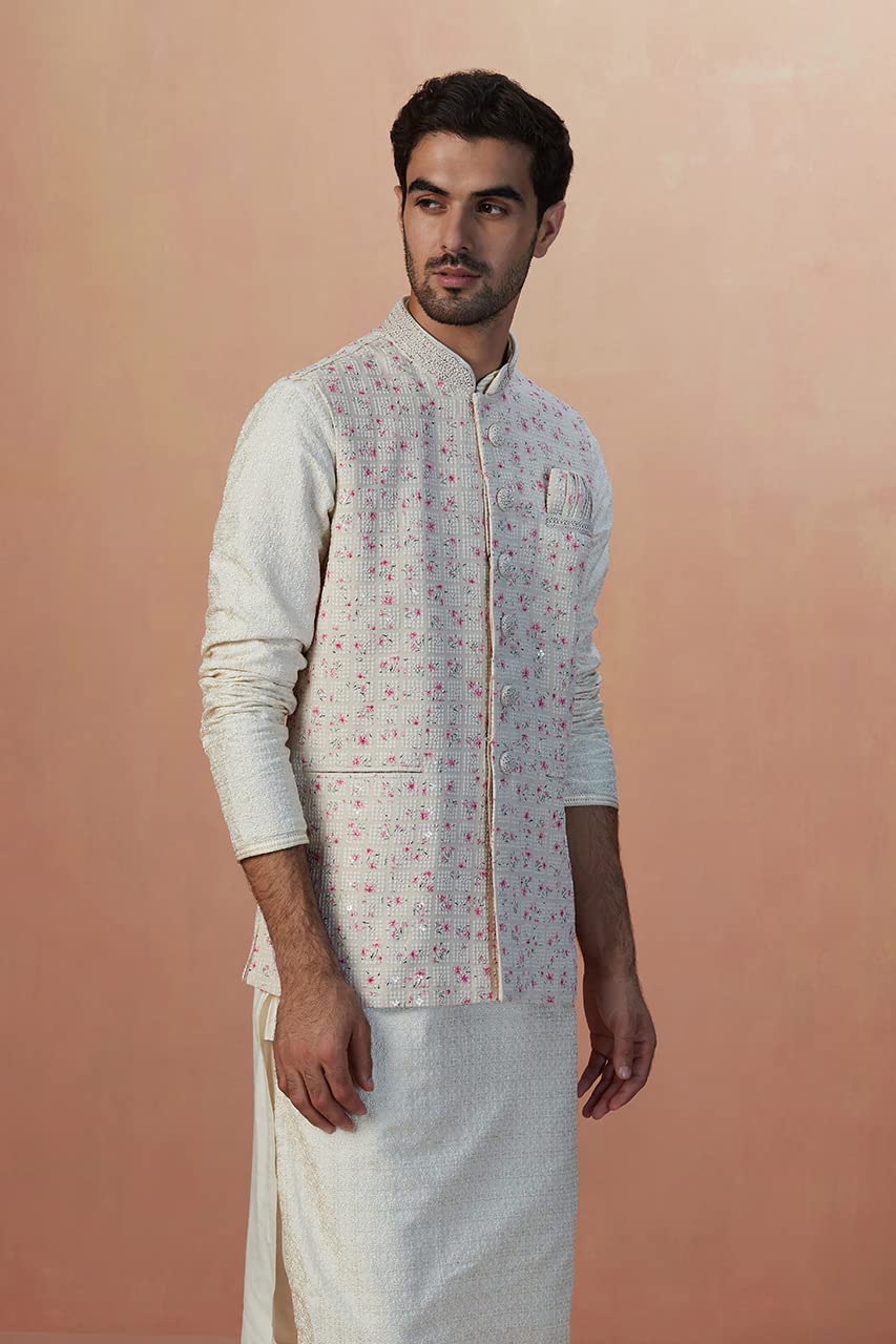 Manyavar MenS Nehru Jacket (Jac251-303_Beige