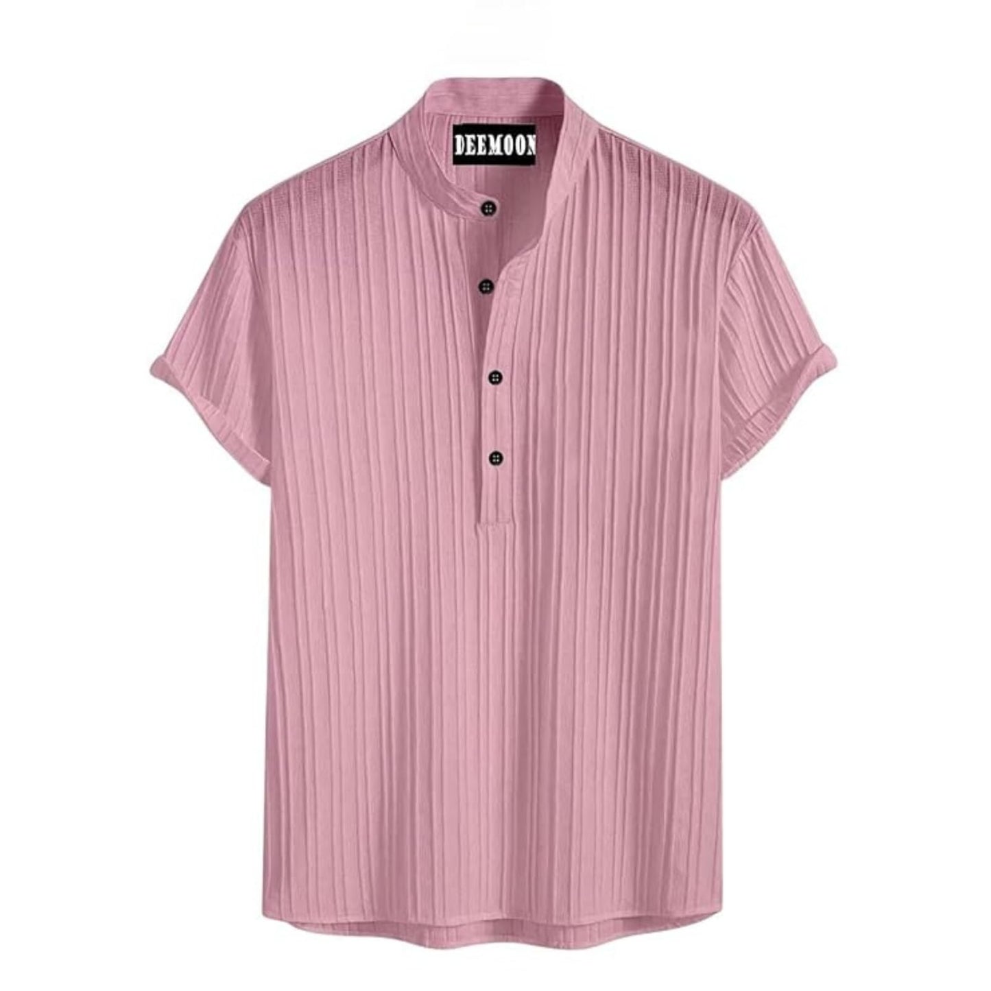 Deemoon MenS Polyster Kurta With Mandarin Collar, Half Placket Buttons, Front Pocket | Half Sleeves | Soft & Breathable Fabric