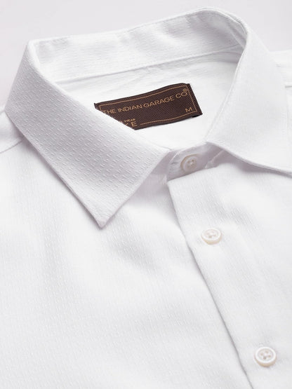 The Indian Garage Co Men White Slim Fit Solid Formal Shirt