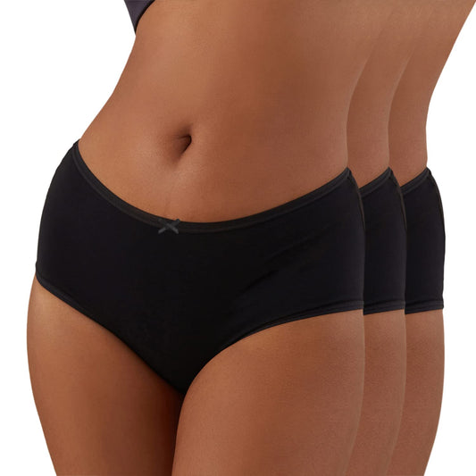 Nykd (Nyp033 All Black Breathable Cotton Hipster Panty Set For Women (Pack Of 3) | Mid Rise, Medium Coverage With N Fresh Anti B