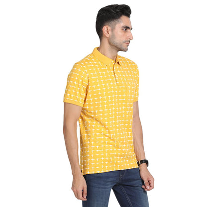 Turtle Men Cotton Stretch Slim Fit Yellow Polo T-Shirt