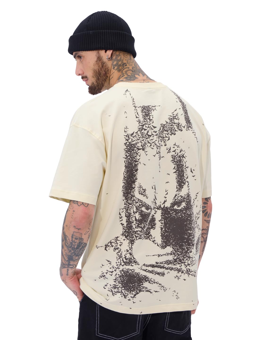 The Souled Store Official Batman : Conquer Your Fear Oversized T-Shirt for Men Boys Cotton Casual Half Sleeves Baggy Loose Fit D