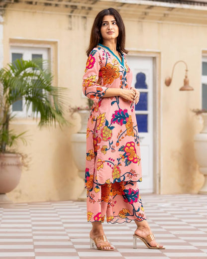 Lookmark Kurta Set: Your Passport To Effortless Chic! Step Into Ethnic Glamour With Our Printed Kurti Pant Sets! Pink
