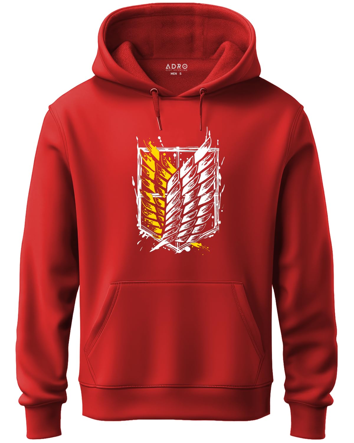 ADRO Men's Cotton Neck Hooded Sweatshirt (H22-1-WINN-RD_Red)