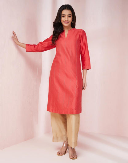 Fabindia Women's Cotton Silk Striped Regular Kurta
