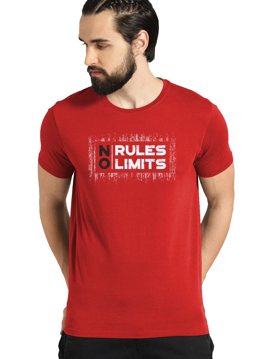 ADRO No Rules No Limits Mens Printed T-Shirt (RNR-M-LIM-RD_Red)