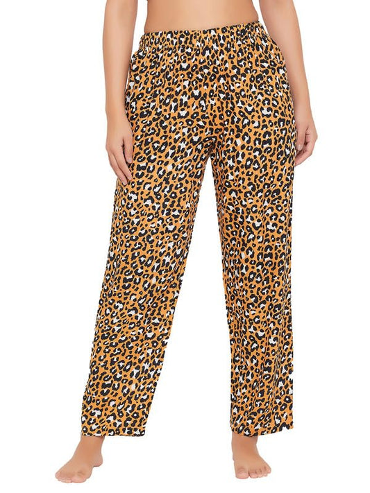 Clovia Womens Animal Print Pyjama with Pocket (LB0179E07_Yellow_XXL)