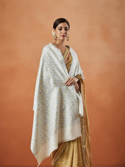 Pashmoda Women Gulnari Kaani Wool Blend Stole (Size : 71X203 CM)
