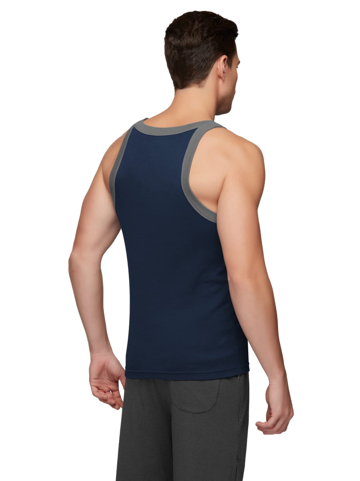 XYXX Mens Super Combed Cotton Square Neck Knitted Vest - High Moisture Absorbing Innerwear for Men with Anti-Bacterial Silver F