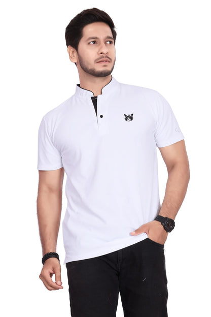 Baghadbillo MenS And BoyS Polyster T-Shirt With Mandarin Collared Neck Half Sleeves Closuer Button And Regular Fit | Polo T Sh