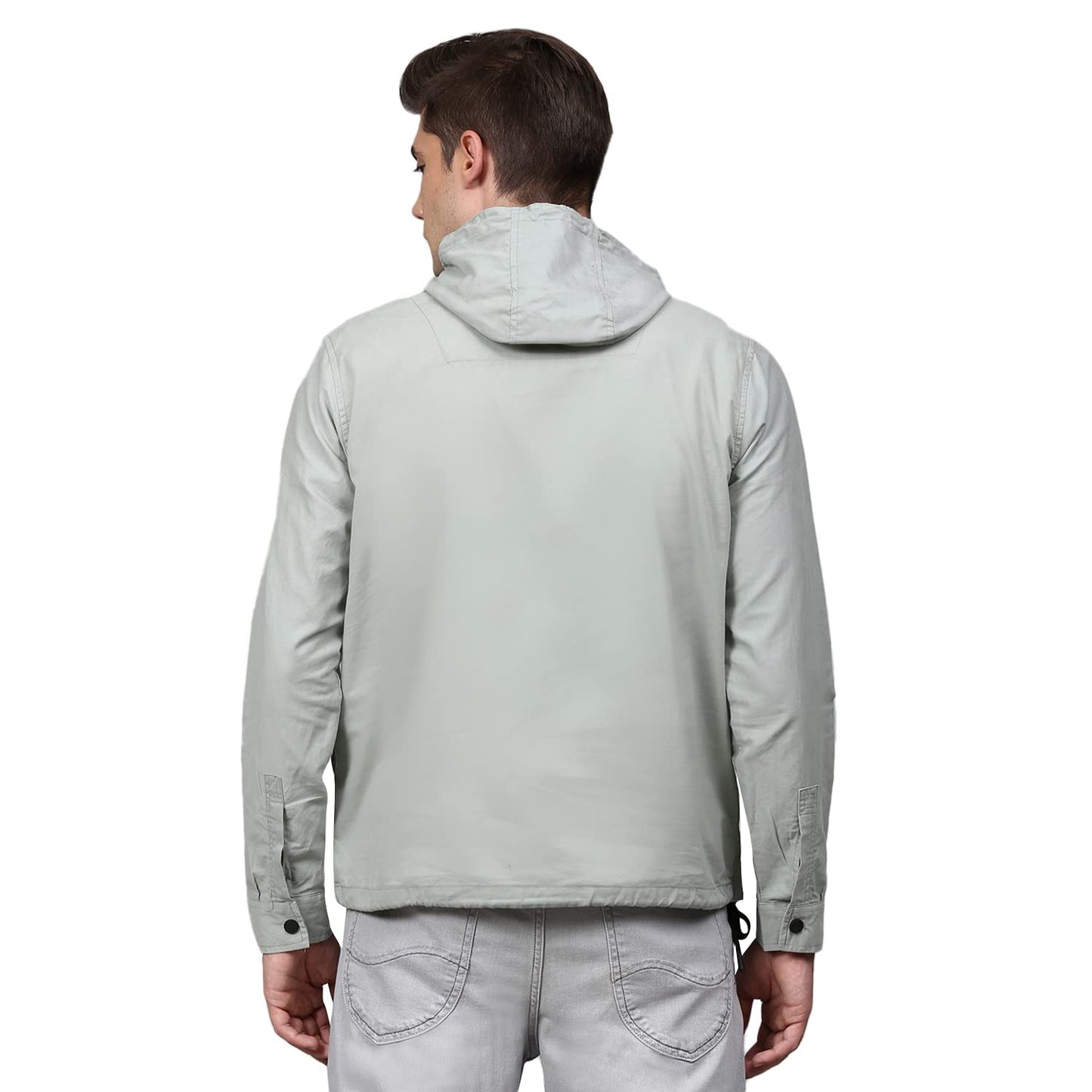 Campus Sutra Men Grey Solid Windcheater Sporty Jacket