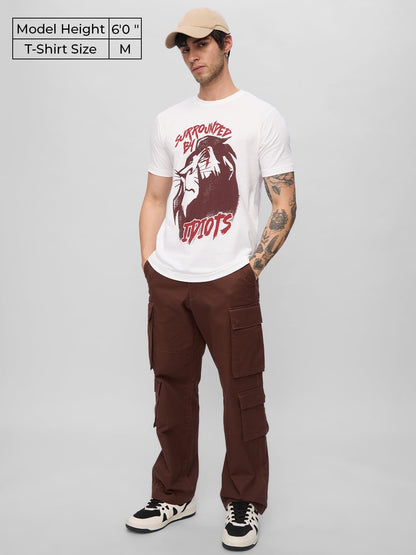 The Souled Store The Lion King: Scar Men and Boys Short Sleeves Round Neck White Graphic Printed Regular Fit Cotton T-Shirts