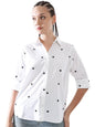 Hubberholme Women Oversized 100% Cotton Embroidered Spread Collar Shirts-1