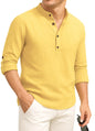Deelmo MenS Cotton Blend Solid Regular Fit Full Sleeve Short Kurta | MenS Trendy Short Kurta Yellow