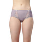 Enamor Womens Mid Waist Full Coverage Hipster Panty with Embroidered Lace Panels and Bows (Pack of 1) - P087(P087-Silver Lilac-