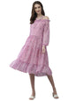 Aarika Womens Pink Color Georgette Printed Dress (New_Dr-Aw-046-Pink-Xxl)