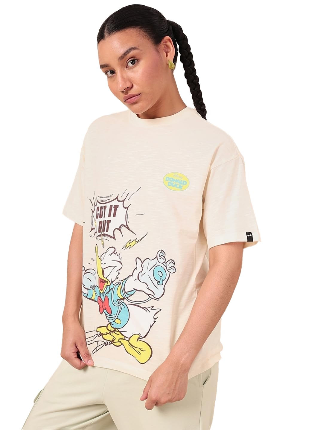Bewakoof Air 1.0 Official Disney Merchandise WomenS Graphic Printed Oversized Fit Half Sleeve Round Neck Cotton T-Shirt_589763_B