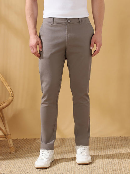 Dennis Lingo Men Straight-fit Cotton Chinos Grey