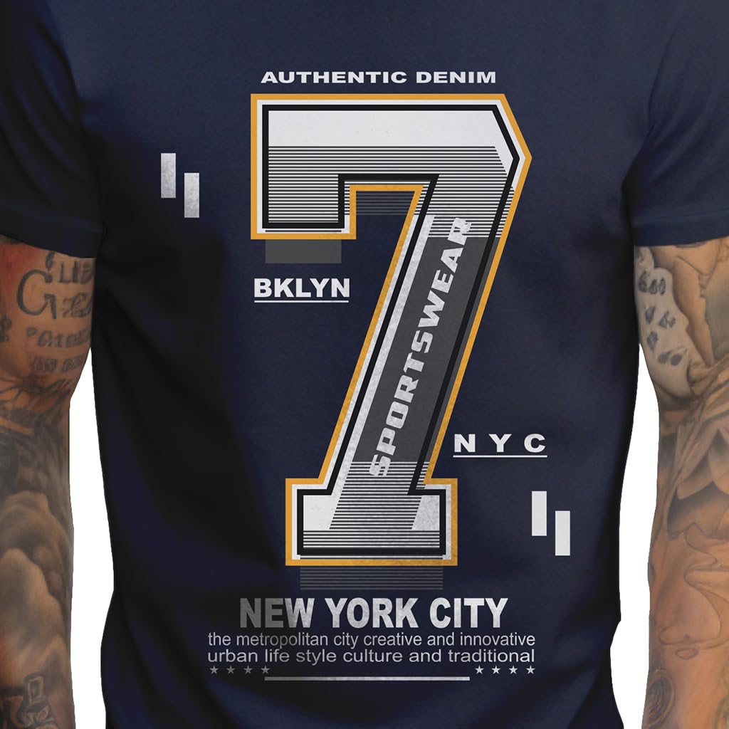 Peppyzone Mens Regular Fit T-Shirt (PZ-Number-9910_Navy Blue2