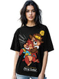 Bewakoof Heavy Duty 1.0 Official Disney Merchandise Chip and Dale Womens Graphic Print Oversized Fit Half Sleeve Round Neck Ter