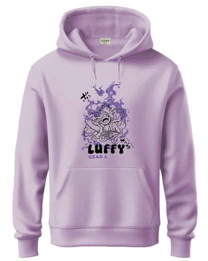 ADRO Men's Cotton Neck Hooded Sweatshirt (H24-LUFFY-PU_Lavender