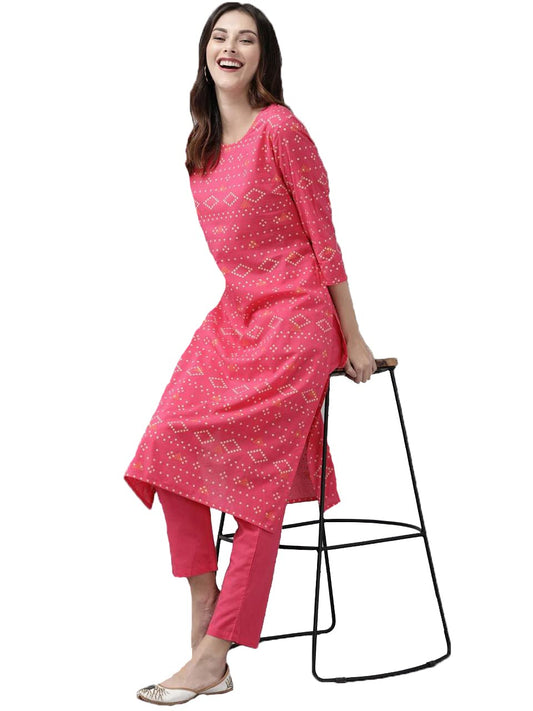 ANNI DESIGNER Women's Cotton Straight Kurta with Pant
